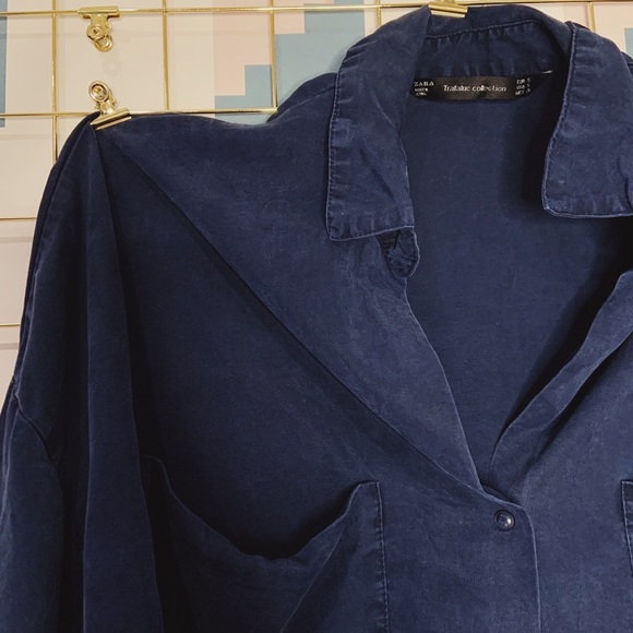 Zara navy blue oversized long sleeve top - Picture 2 of 4